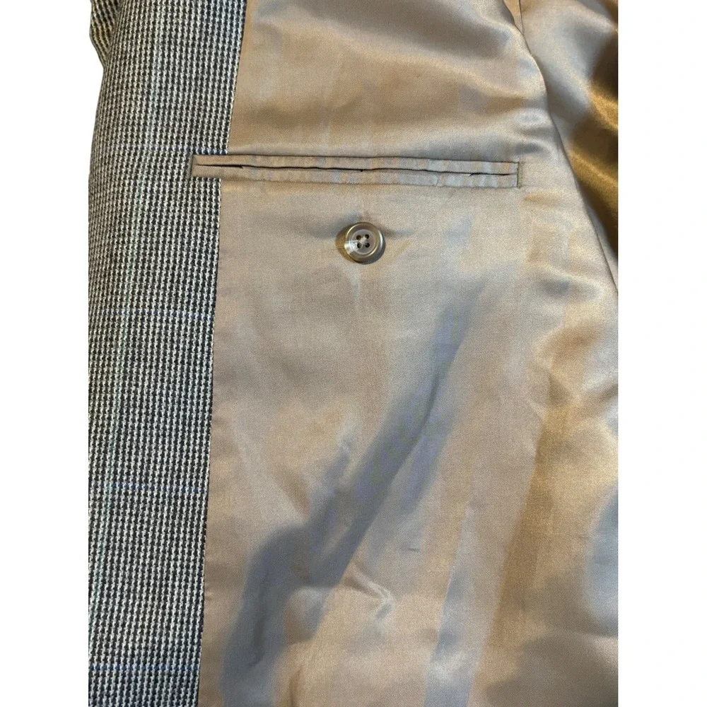 Chaps Sport Coat Mens 48R Brown Plaid‎ 100% Lambs Wool Two Button Blazer